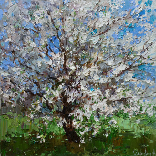 Flowering cherry tree - Original oil painting di Anastasiya Valiulina, Pittura in vendita su Singulart
