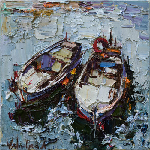 Two boats - Original oil painting Anastasiya Valiulina
