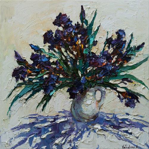 Irises still life par Anastasiya Valiulina, Peinture en vente sur Singulart