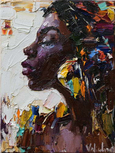 African woman portrait Original oil painting par Anastasiya Valiulina, Peinture en vente sur Singulart