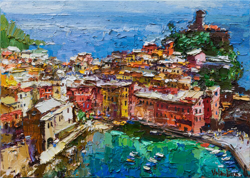 Italy - Original impasto landscape painting textured  Oil painting Italy wall art Anastasiya Valiulina