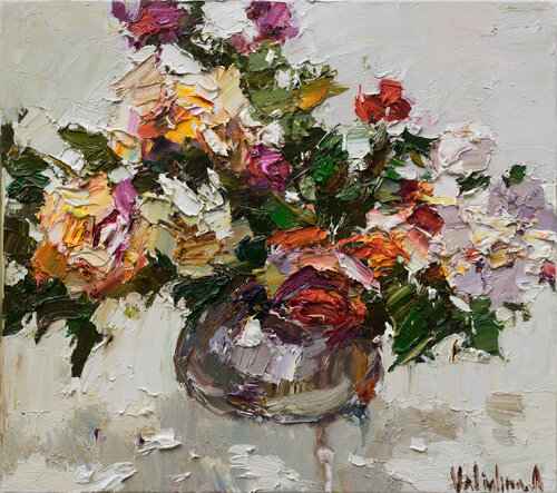 Roses in a vase  Still life painting Anastasiya Valiulina