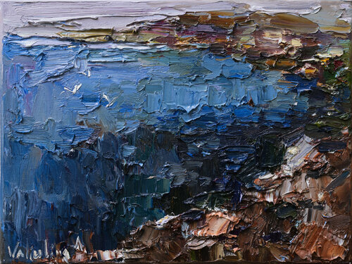Sea shore  Original oil seascape painting Anastasiya Valiulina