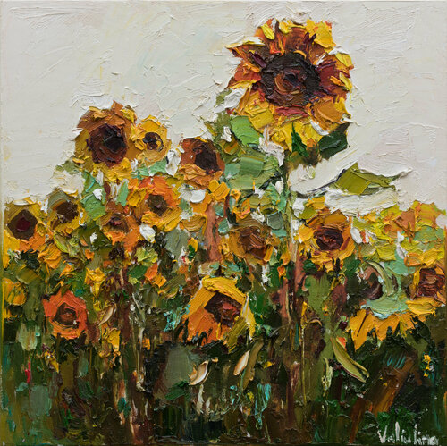 Sunflowers  Original Impasto Oil painting par Anastasiya Valiulina, Peinture en vente sur Singulart