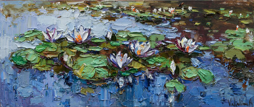 Water Lilies - Original  impasto Oil painting Anastasiya Valiulina