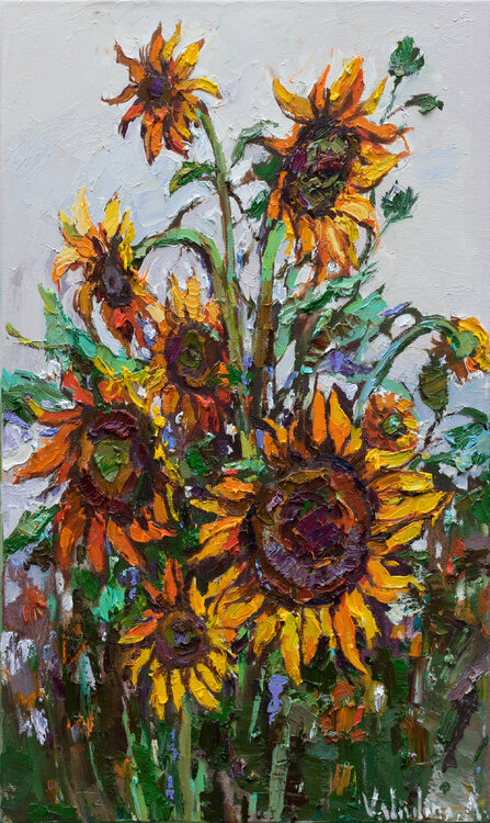 Sunflowers Original Oil painting Anastasiya Valiulina