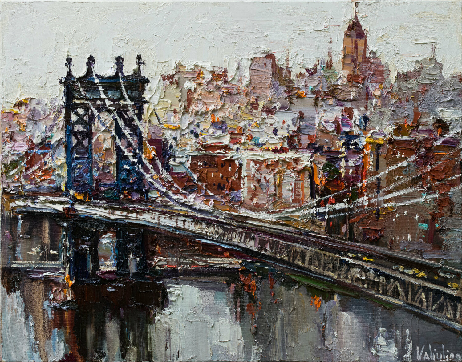 Manhattan Bridge - New York City Anastasiya Valiulina Originalgemälde zu verkaufen
