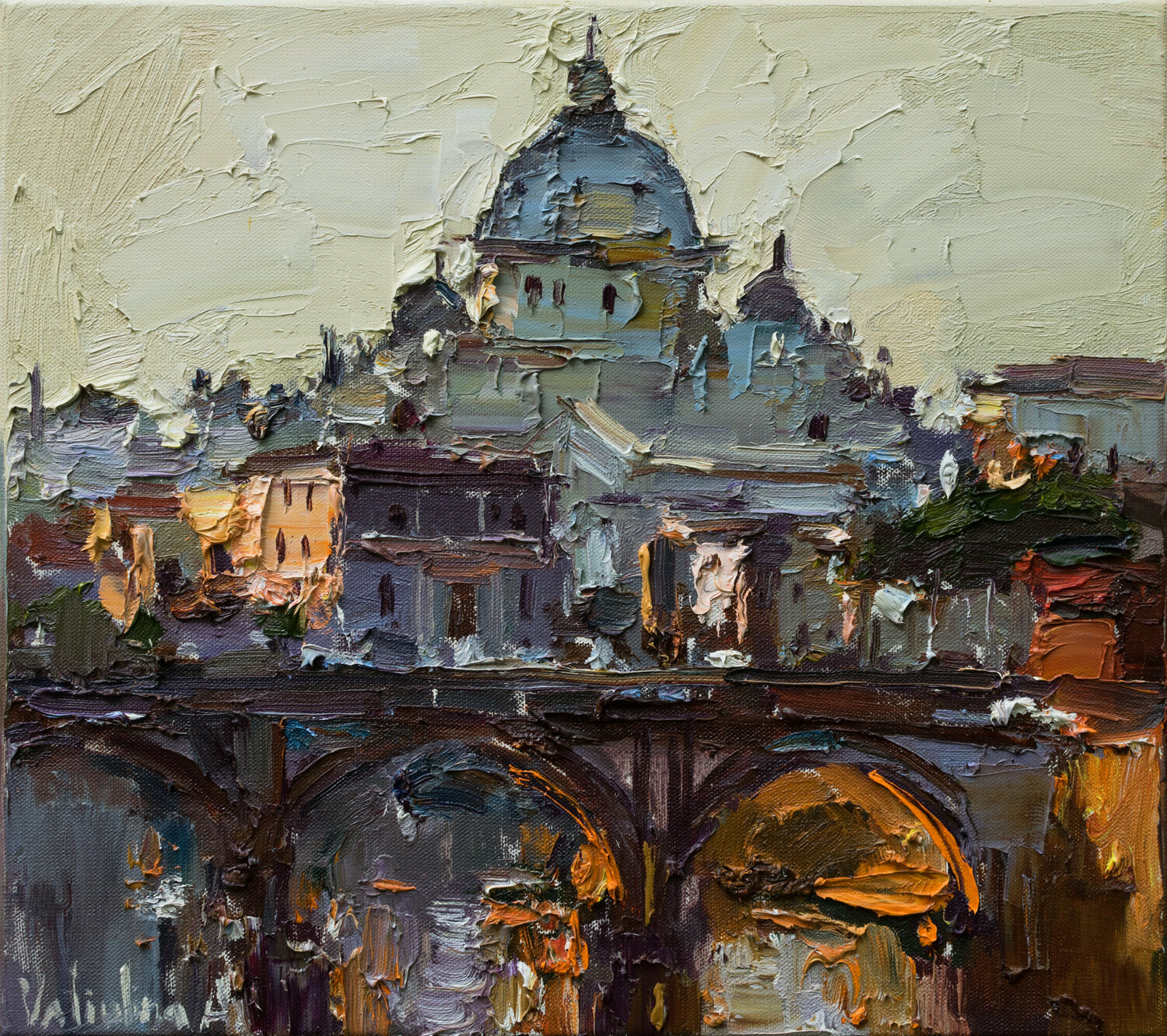 St. Angelo Bridge in Rome, Italy Anastasiya Valiulina Originalgemälde zu verkaufen