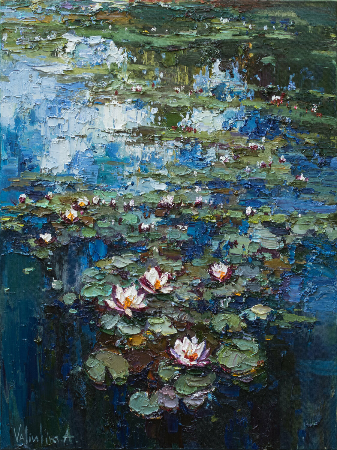 Water Lilies -Pond flowers Anastasiya Valiulina Originalgemälde zu verkaufen