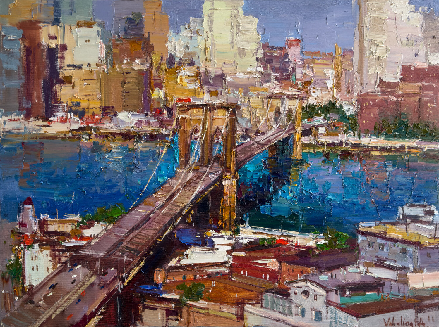Brooklyn Bridge - New York City Anastasiya Valiulina Originalgemälde zu verkaufen