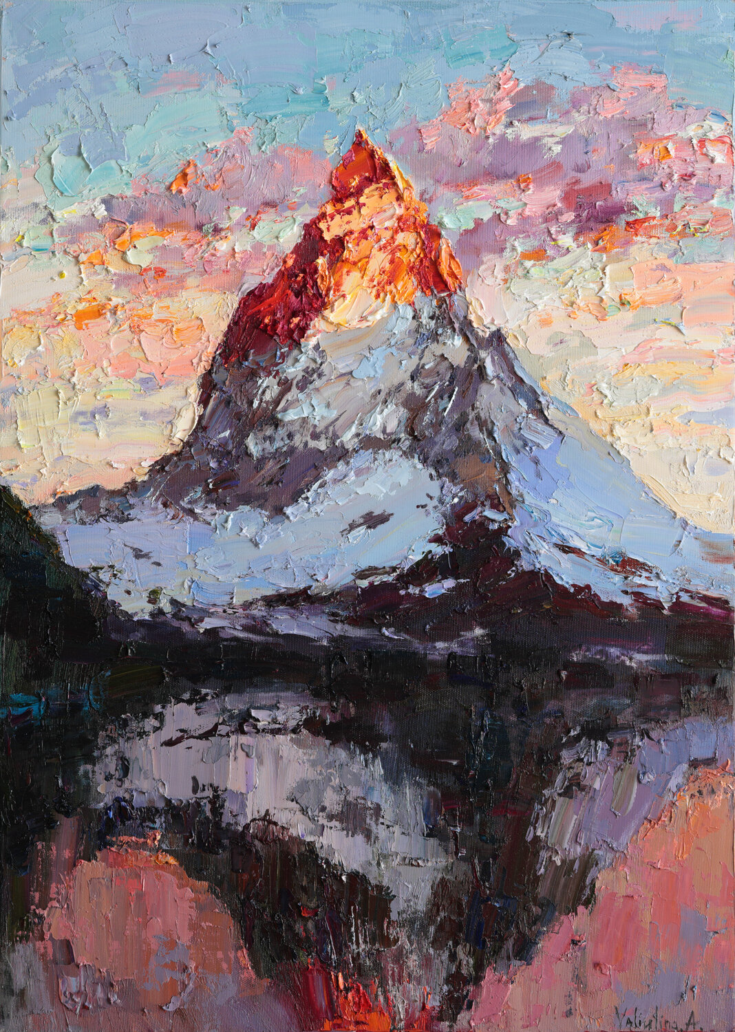 Reflections of Matterhorn Anastasiya Valiulina Dipinto originale in vendita
