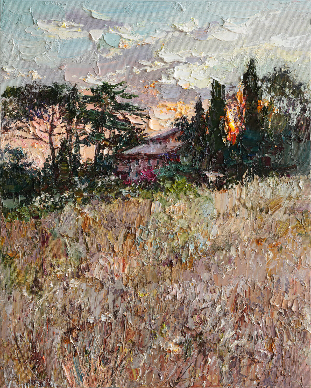 Italian Countryside at Sunset Anastasiya Valiulina Originalgemälde zu verkaufen
