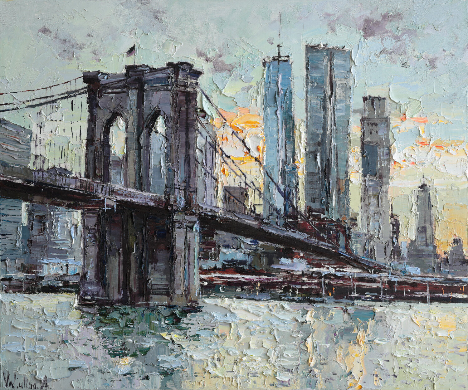 Brooklyn Bridge, NYC Anastasiya Valiulina Dipinto originale in vendita