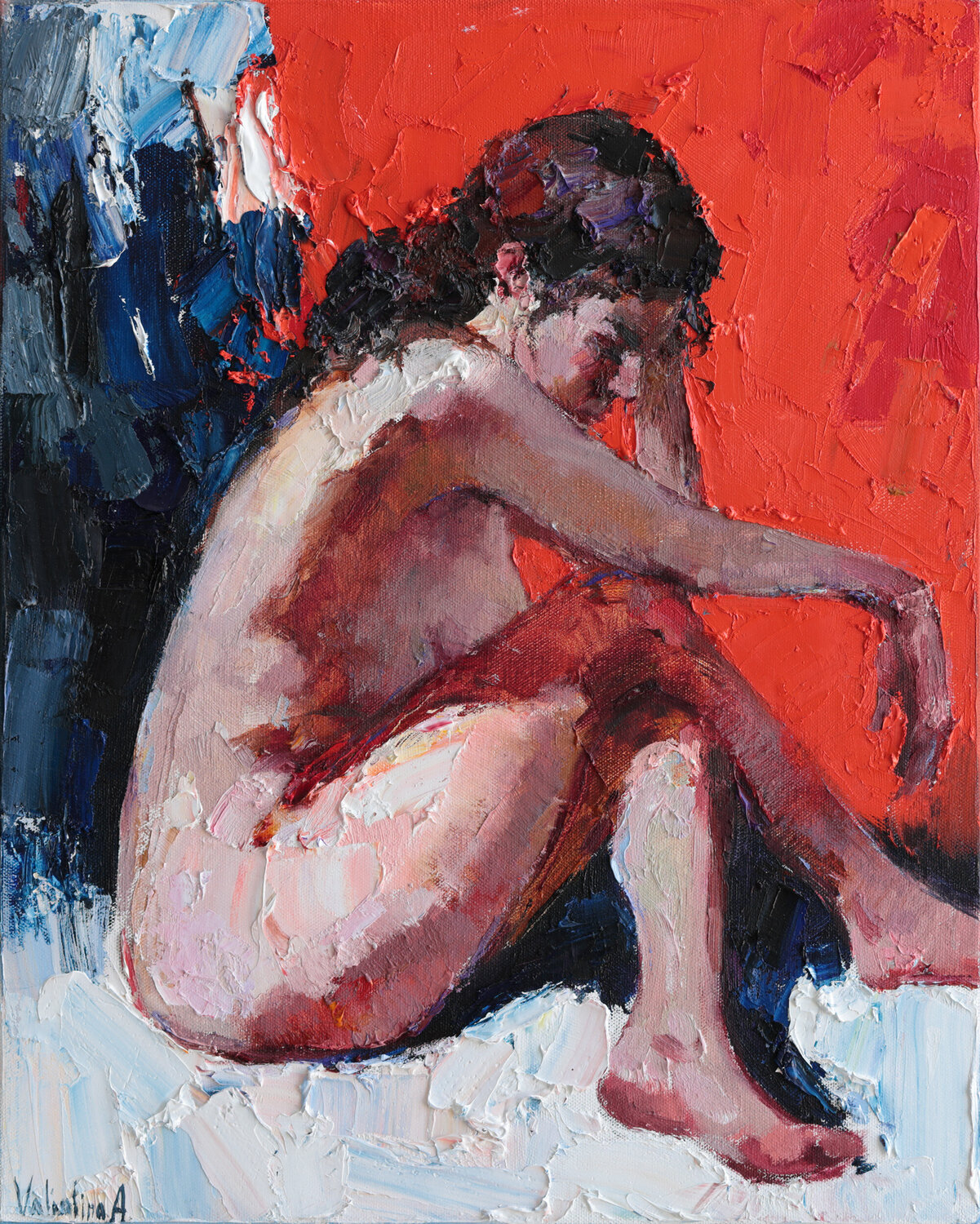 Seated Woman in Stillness Anastasiya Valiulina Originalgemälde zu verkaufen