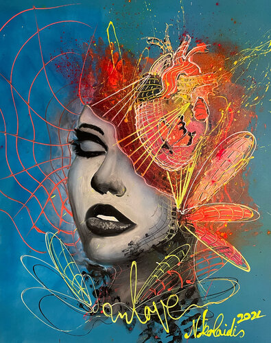 Blue Heart van Nikolaos Nikolaidis, Schilderij te koop op Singulart