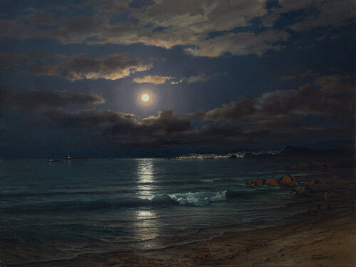 moonlight sea van Sergey Brovkin, Schilderij te koop op Singulart