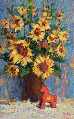 Still Life with a Red Horse di Sergey Brovkin, Pittura in vendita su Singulart