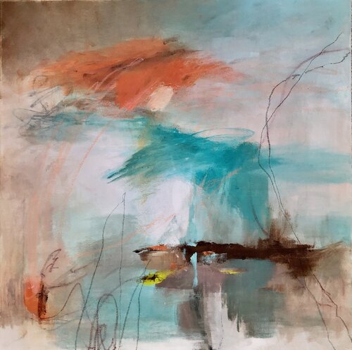 Dropping Below the Clouds van Kari Feuer, Schilderij te koop op Singulart