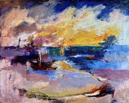 Fire at Sea di Kari Feuer, Pittura in vendita su Singulart