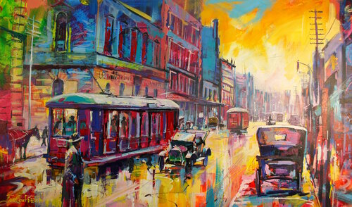 St Georges Tce, Perth 1926 by Jos Coufreur, Painting for Sale on Singulart