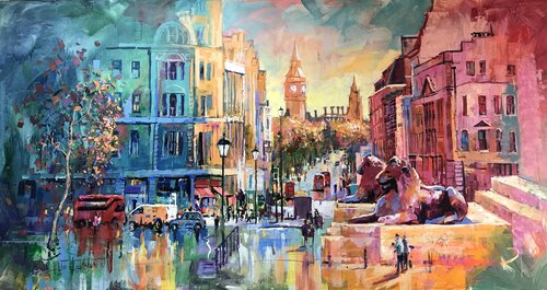 Trafalgar Square, London by Jos Coufreur, Painting for Sale on Singulart