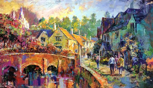 Cotswold Village, England by Jos Coufreur, Painting for Sale on Singulart