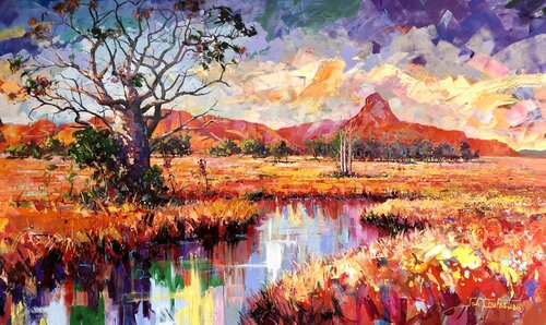 Boab Trees 36 - Australian Landscape by Jos Coufreur, Painting for Sale on Singulart
