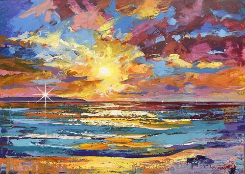 Beach Sunset 2 by Jos Coufreur, Painting for Sale on Singulart