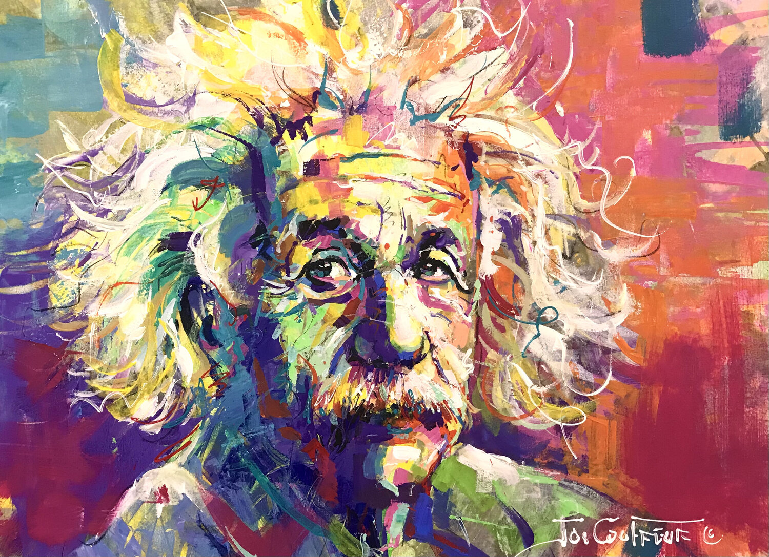 Albert Einstein 8 - Portrait by Jos Coufreur (2023) : Painting