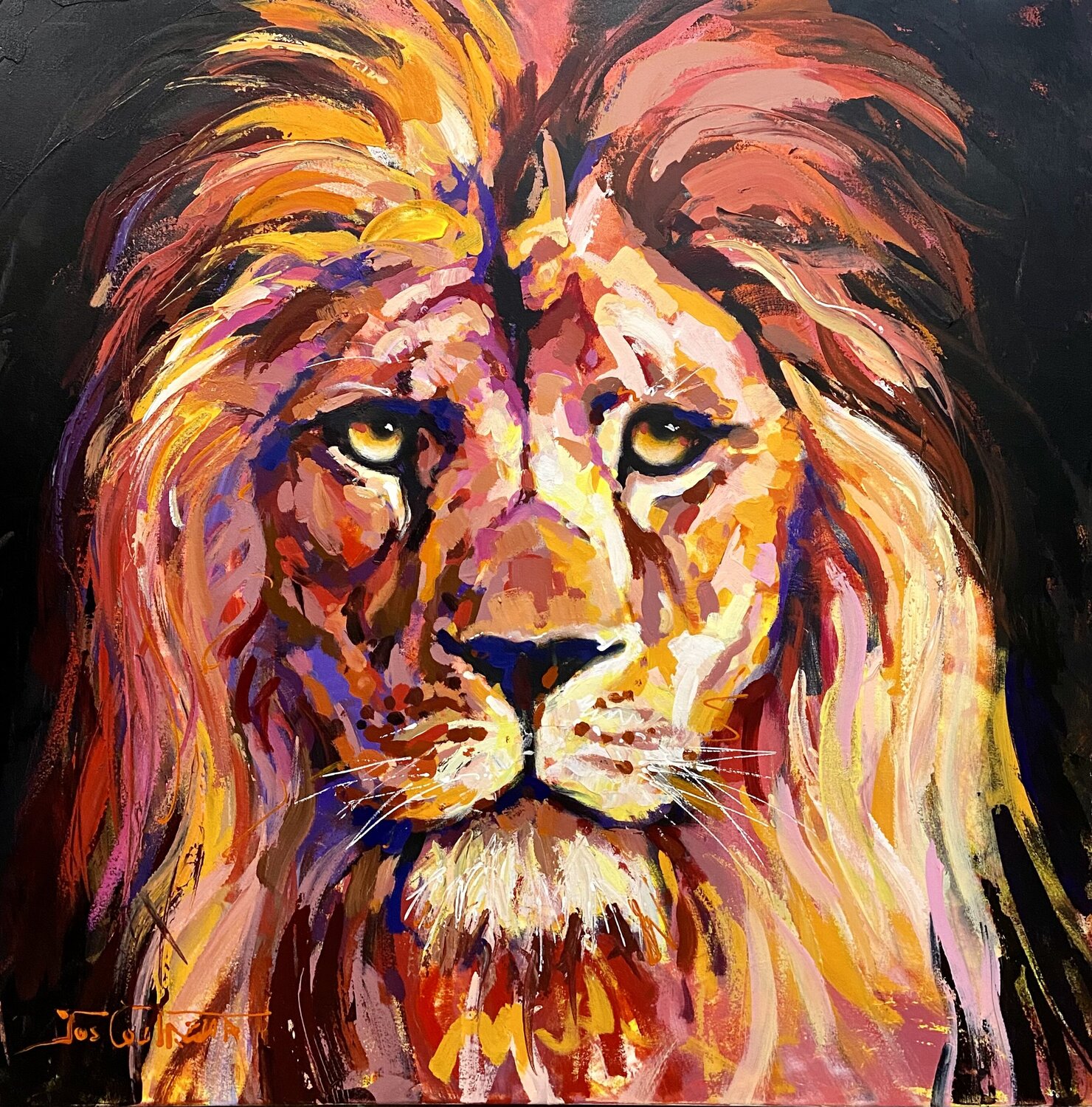 Lion 4 by Jos Coufreur (2023) : Painting Acrylic on Canvas - Singulart