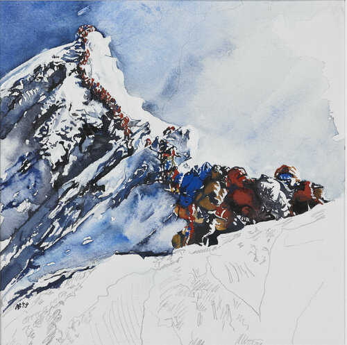 "Schnitt durch den Himmel" (Stau am Everest) di Benno Noll, Opera su carta in vendita su Singulart
