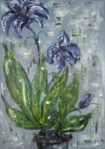 FLOWERS LILLAC par Helen She, Peinture en vente sur Singulart