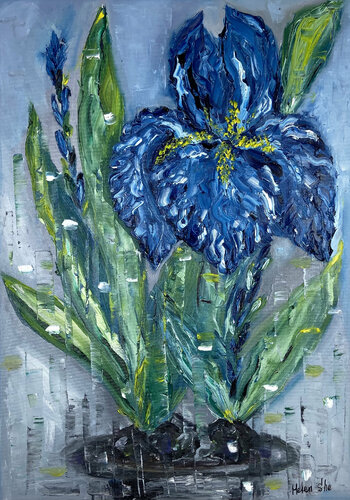FLOWERS IRIS par Helen She, Peinture en vente sur Singulart