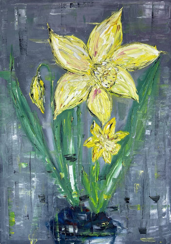 FLOWER HARCISSUS par Helen She, Peinture en vente sur Singulart