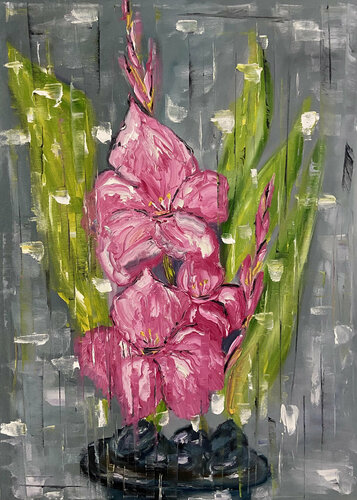 FLOWER GLADIOLUS van Helen She, Schilderij te koop op Singulart