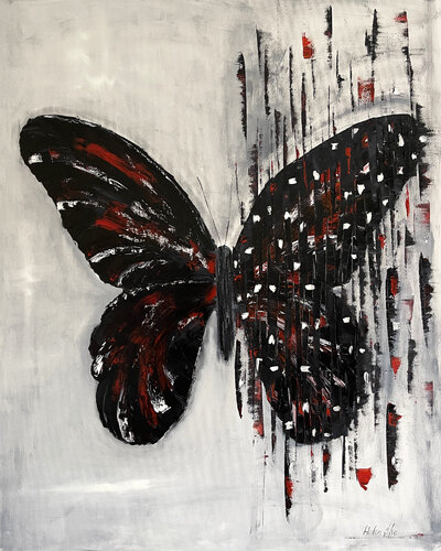 BUTTERFLY MATRIX MONOCHROM van Helen She, Schilderij te koop op Singulart