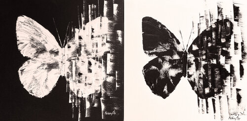 BUTTERFLY MATRIX YANG YIN van Helen She, Schilderij te koop op Singulart