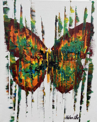 BUTTERFLY MATRIX RAINBOW van Helen She, Schilderij te koop op Singulart