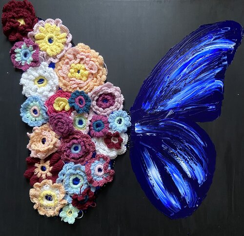 BUTTERFLY MATRIX FLOWERS di Helen She, Pittura in vendita su Singulart
