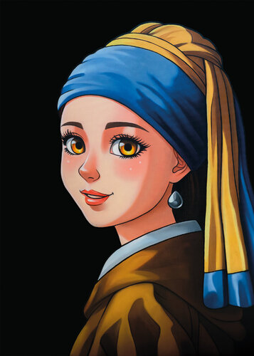 Manga with a pearl earring par Artpusher, Peinture en vente sur Singulart