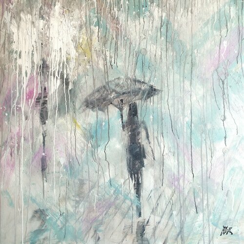 Lluvia bajo la luz de la farola van Toro Tribal, Schilderij te koop op Singulart