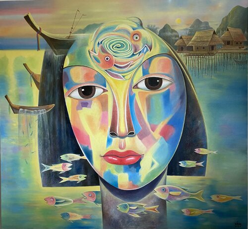 Phuhying Andaman by Niran Chanhom, Painting for Sale on Singulart