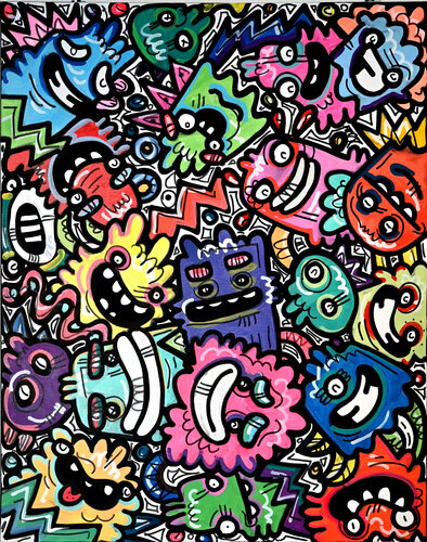 Roller Coster Monster Ride van Fatin Rahmouni, Schilderij te koop op Singulart