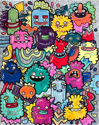 Griddish Happiness di Fatin Rahmouni, Pittura in vendita su Singulart
