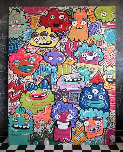 Pantomime Friends van Fatin Rahmouni, Schilderij te koop op Singulart