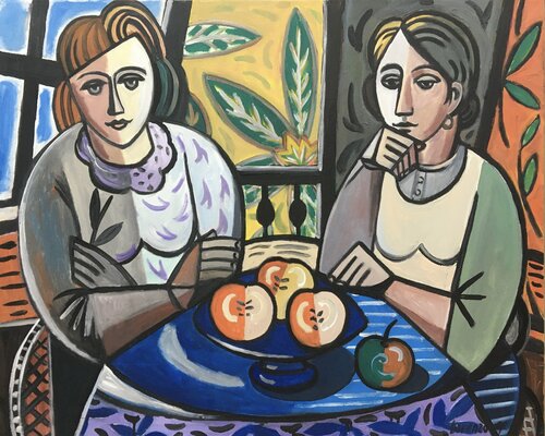 Dos mujeres con frutero Lorenzo González Sánchez