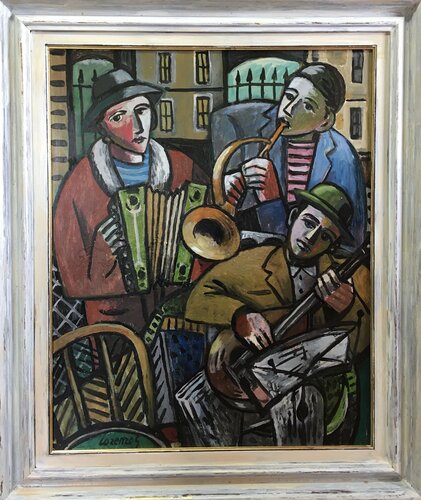 Músicos de San Román par Lorenzo González Sánchez, Peinture en vente sur Singulart