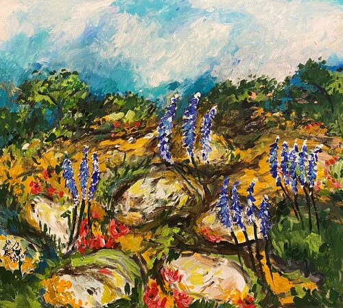 Lupins van Michal Avrech, Schilderij te koop op Singulart