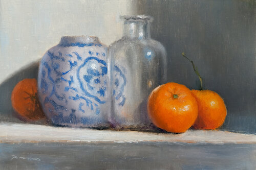 Clémentines et Vase by Pascal Giroud, Painting for Sale on Singulart