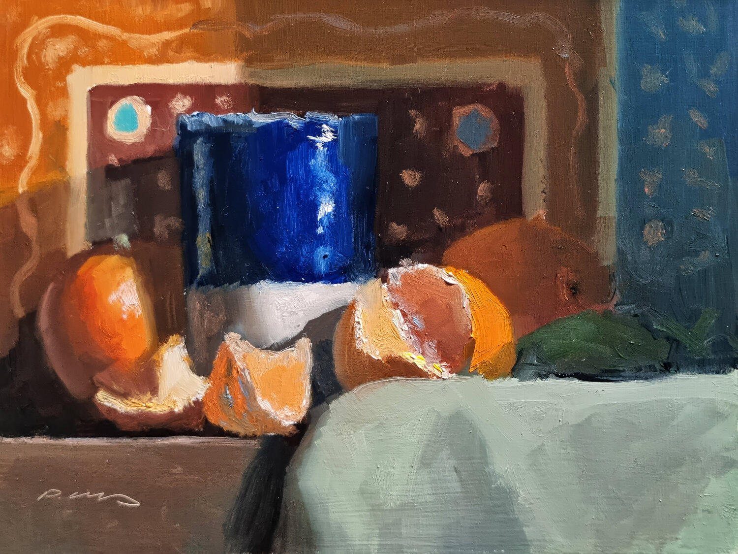 Cémentines et Tasse Bleue Pascal Giroud Pintura original en venta